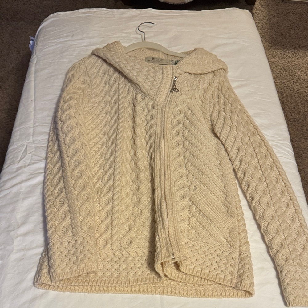 Aran Crafts Cream Cable Knit Cardigan